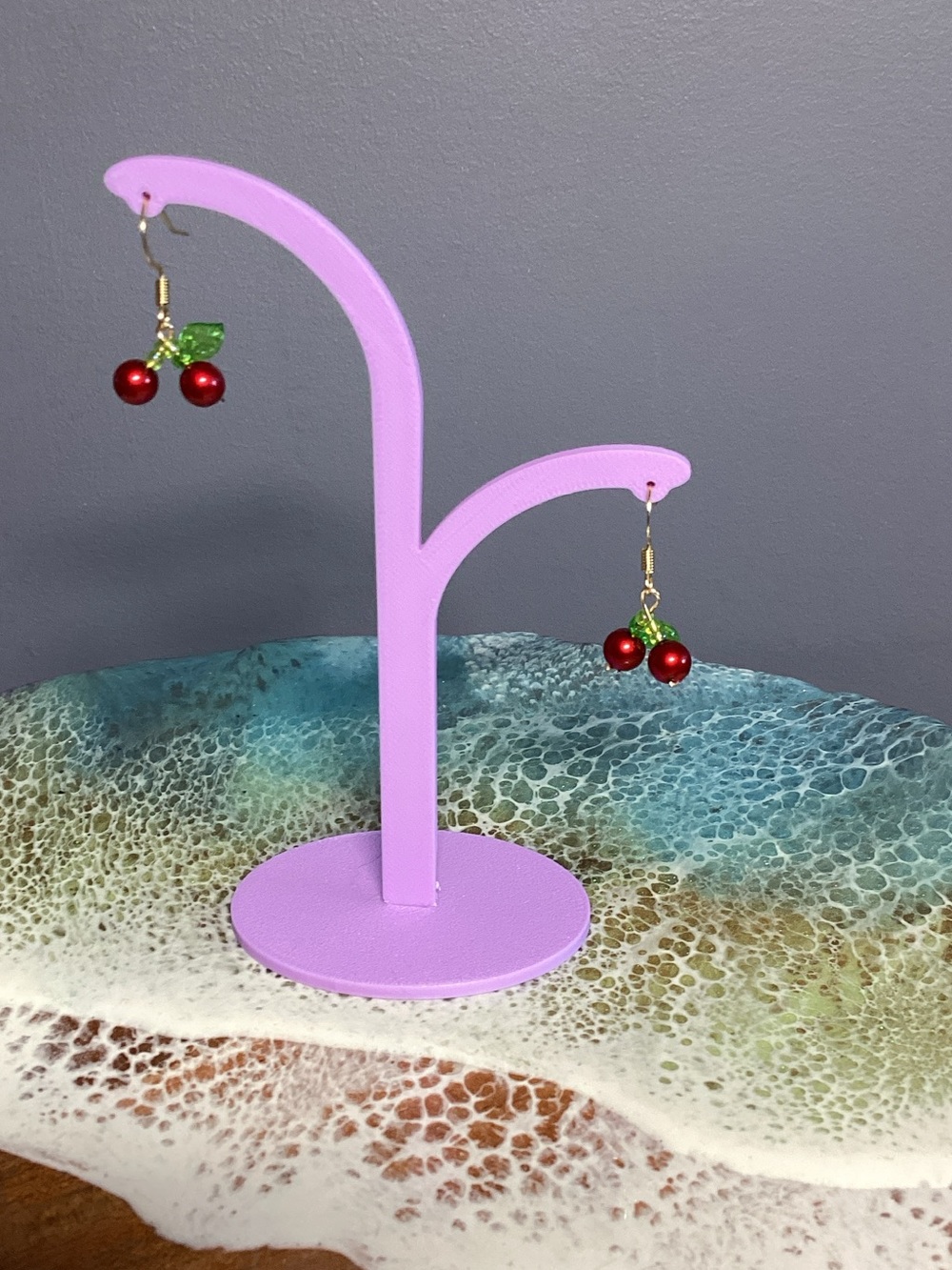 Handmade Red Cherry Dangle Earrings - Cute Fruit Earrings